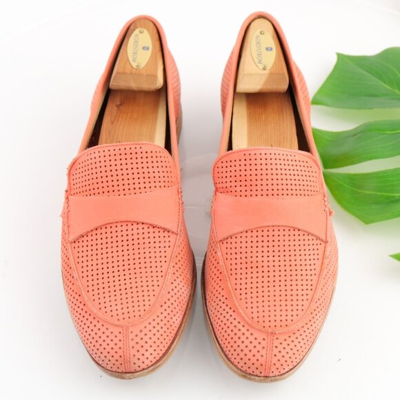 Corso Como Womens Carlynee Loafer Size 10 Coral Orange Perf Suede Slip On Flats - Picture 1 of 11